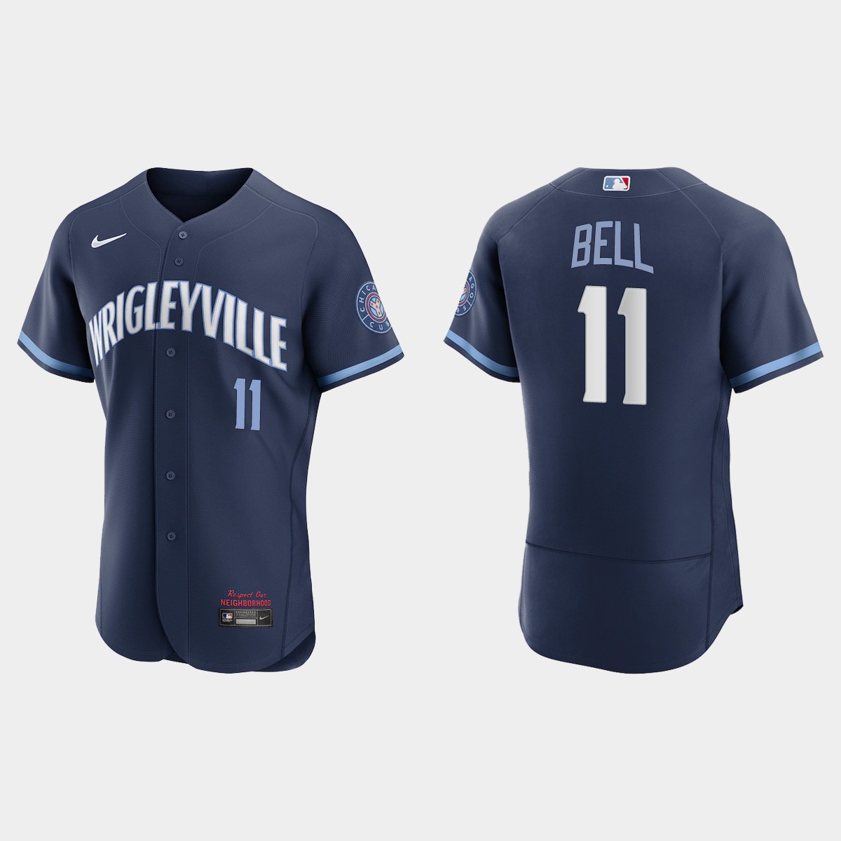 Men's Chicago Cubs #11 George Bell Men's Nike 2021 City Connect Authentic Navy MLB Jersey