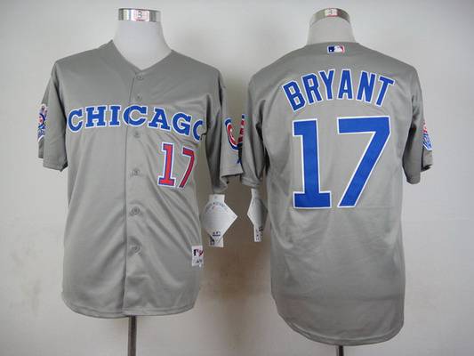 Men's Chicago Cubs #17 Kris Bryant 1990 Turn Back The Clock Gray Jersey W1990 All-Star Patch