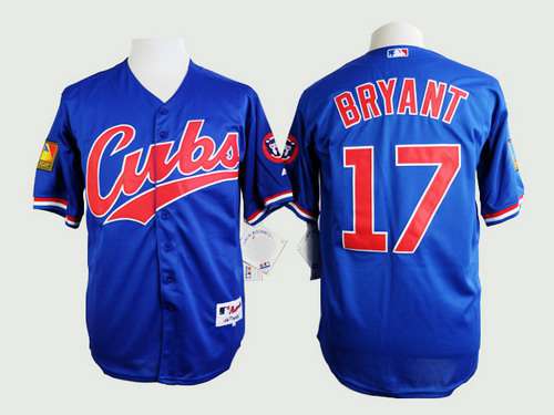 Men's Chicago Cubs #17 Kris Bryant 1994 Blue Jersey