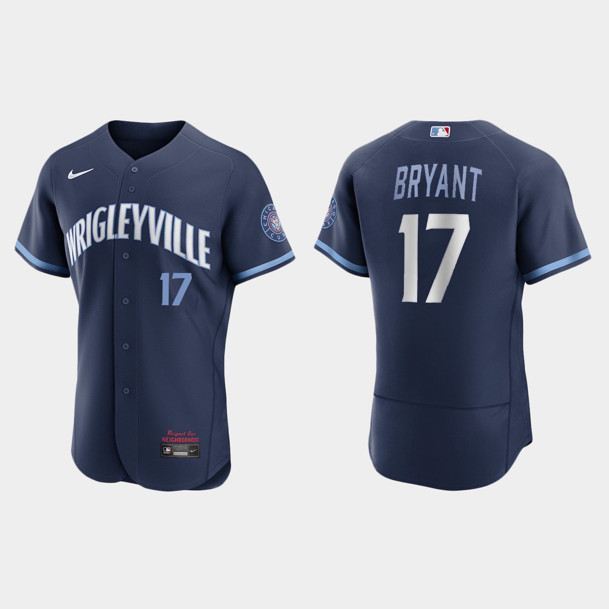 Men's Chicago Cubs #17 Kris Bryant Men's Nike 2021 City Connect Authentic Navy MLB Jersey