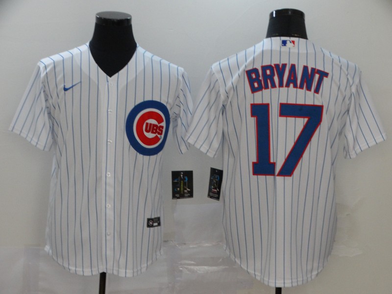 Men's Chicago Cubs #17 Kris Bryant White Stitched MLB Cool Base Nike Jersey