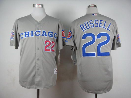 Men's Chicago Cubs #22 Addison Russell 1990 Turn Back The Clock Gray Jersey W/1990 All-Star Patch