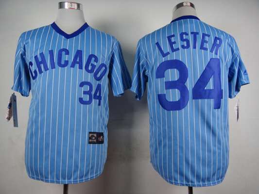 Men's Chicago Cubs #34 Jon Lester 1988 Light Blue Majestic Jersey