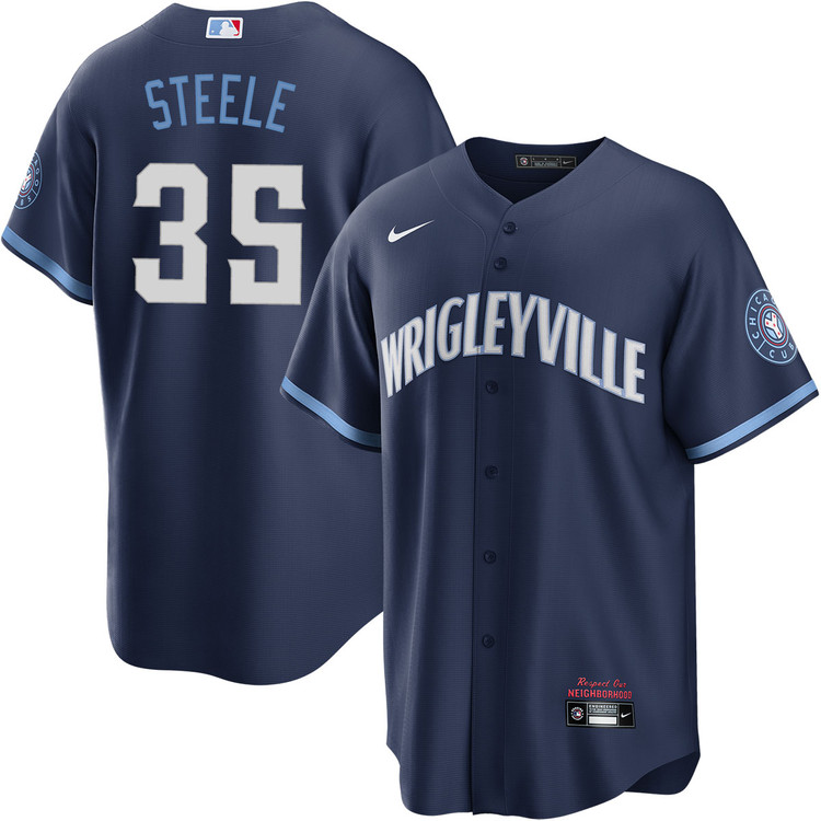 Men's Chicago Cubs #35 Justin Steele Nike Navy City Connect Jersey