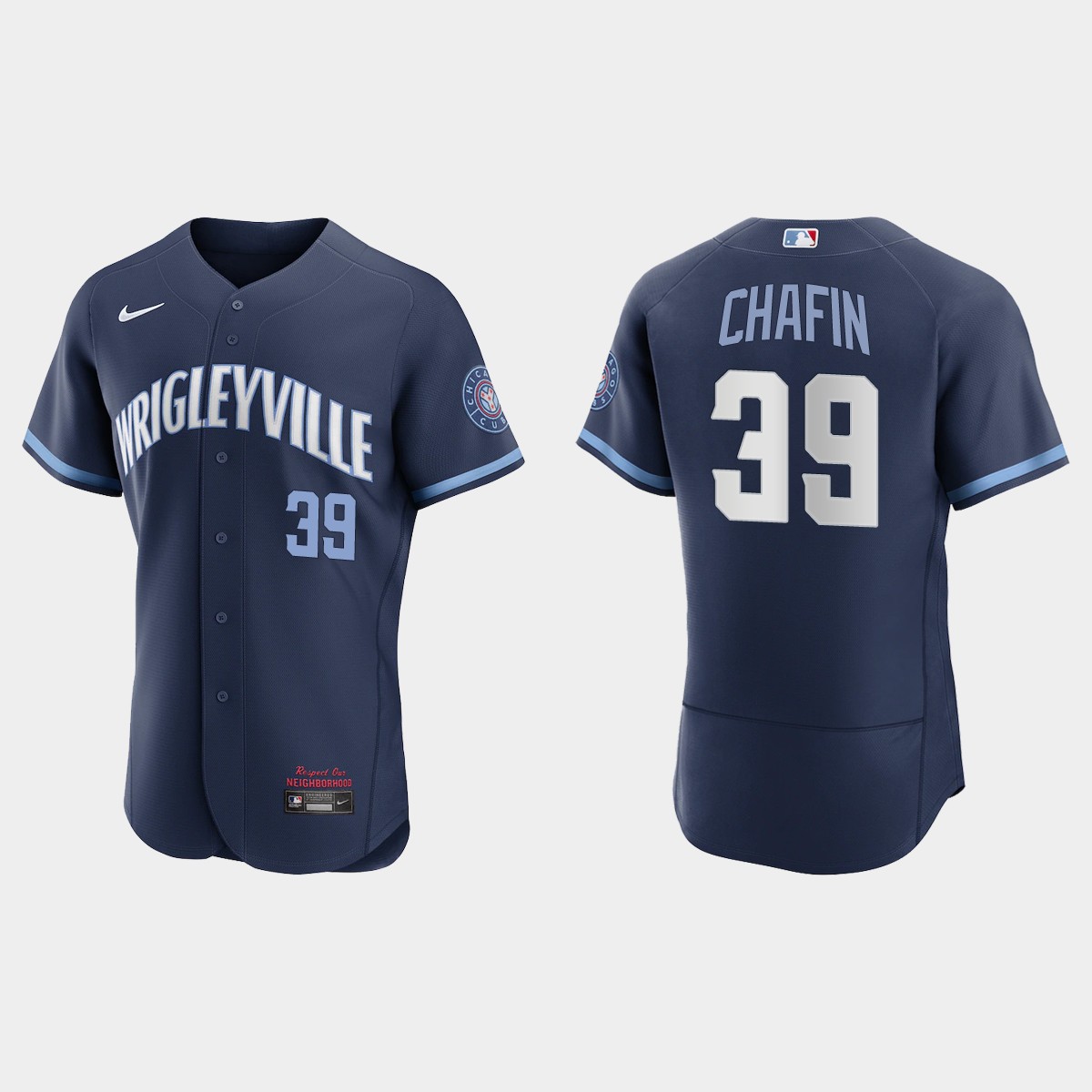 Men's Chicago Cubs #39 Andrew Chafin Men's Nike 2021 City Connect Authentic Navy MLB Jersey