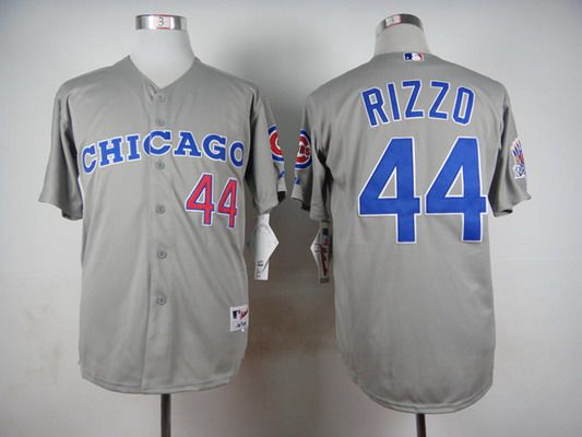 Men's Chicago Cubs #44 Anthony Rizzo 1990 Turn Back The Clock Gray Jersey W/1990 All-Star Patch