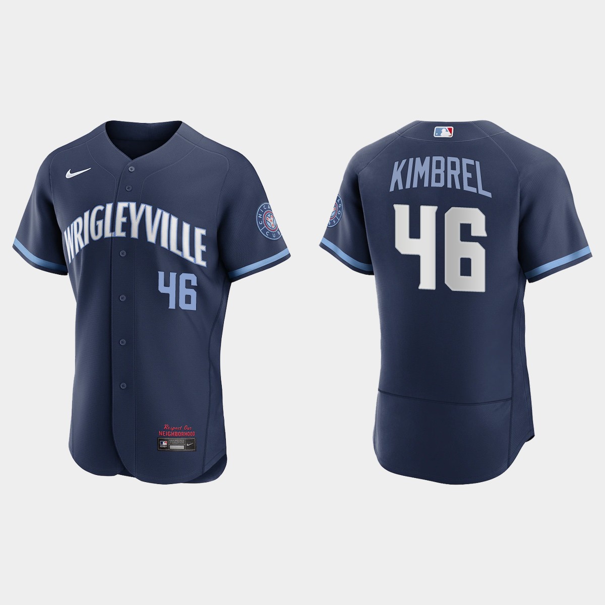 Men's Chicago Cubs #46 Craig Kimbrel Men's Nike 2021 City Connect Authentic Navy MLB Jersey