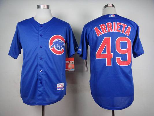 Men's Chicago Cubs #49 Jake Arrieta Blue Jersey