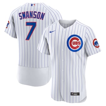 Men's Chicago Cubs #7 Dansby Swanson White Home Stitched MLB Flex Base Nike Jersey