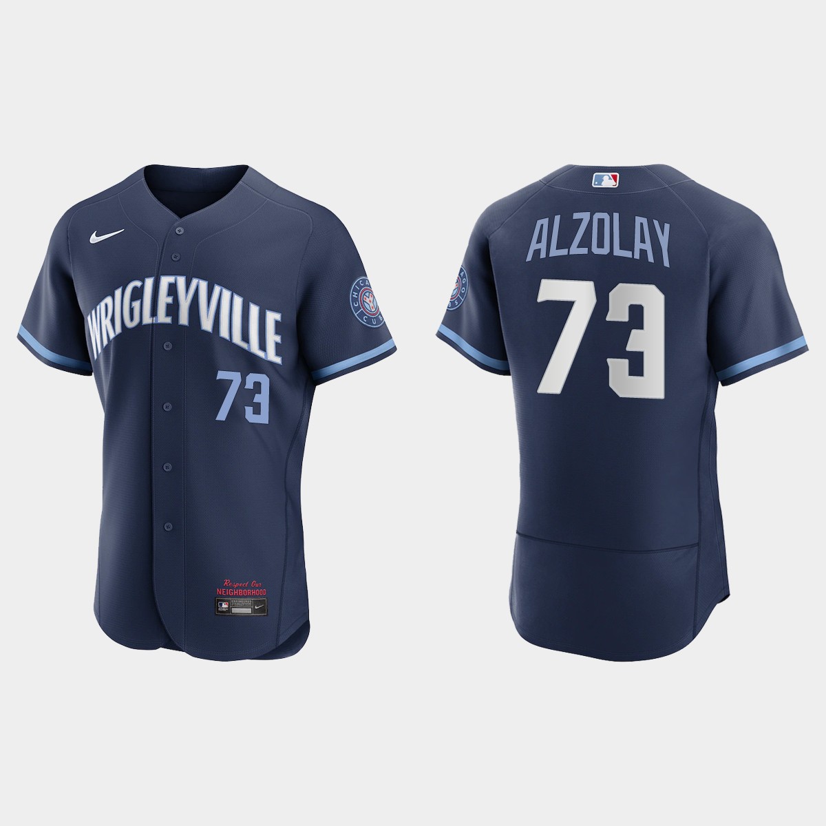 Men's Chicago Cubs #73 Adbert Alzolay Men's Nike 2021 City Connect Authentic Navy MLB Jersey