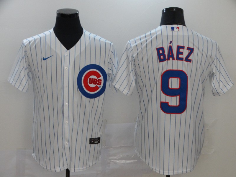Men's Chicago Cubs #9 Javier Baez White Stitched MLB Cool Base Nike Jersey