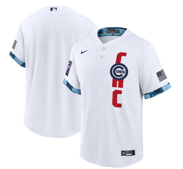 Men's Chicago Cubs Blank 2021 White All-Star Cool Base Stitched MLB Jersey