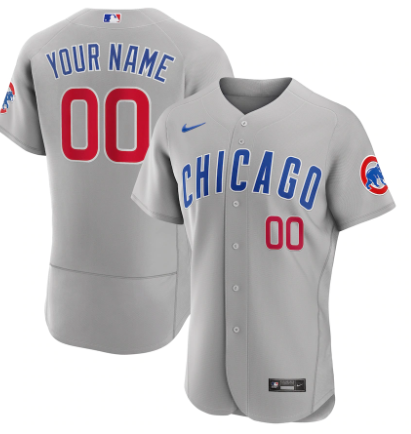 Men's Chicago Cubs Custom Nike Gray Stitched MLB Flex Base Jersey