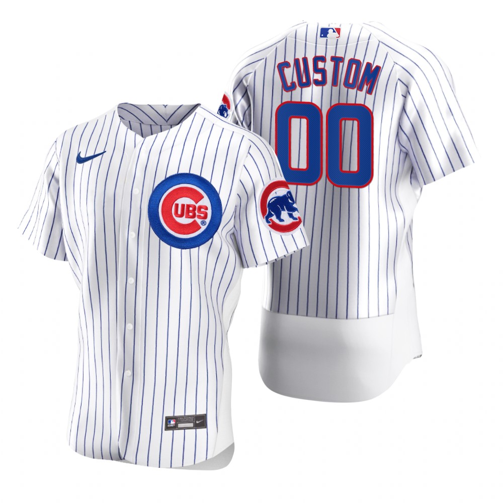 Men's Chicago Cubs Custom Nike White 2020 Stitched MLB Flex Base Jersey