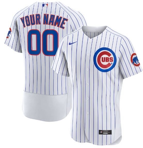 Men's Chicago Cubs Custom Nike White Stitched MLB Flex Base Jersey
