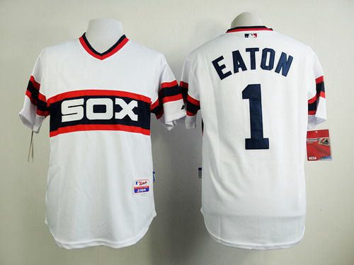 Men's Chicago White Sox #1 Adam Eaton 1983 White Pullover Jersey
