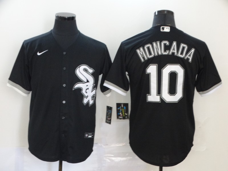 Men's Chicago White Sox #10 Yoan Moncada Black Stitched MLB Cool Base Nike Jersey