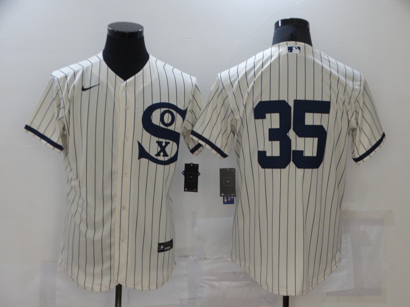Men's Chicago White Sox #35 Frank Thomas 2021 Cream Navy Field of Dreams Flex Base Stitched Jersey