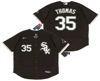 Men's Chicago White Sox #35 Frank Thomas Black Stitched MLB Flex Base Nike Jersey