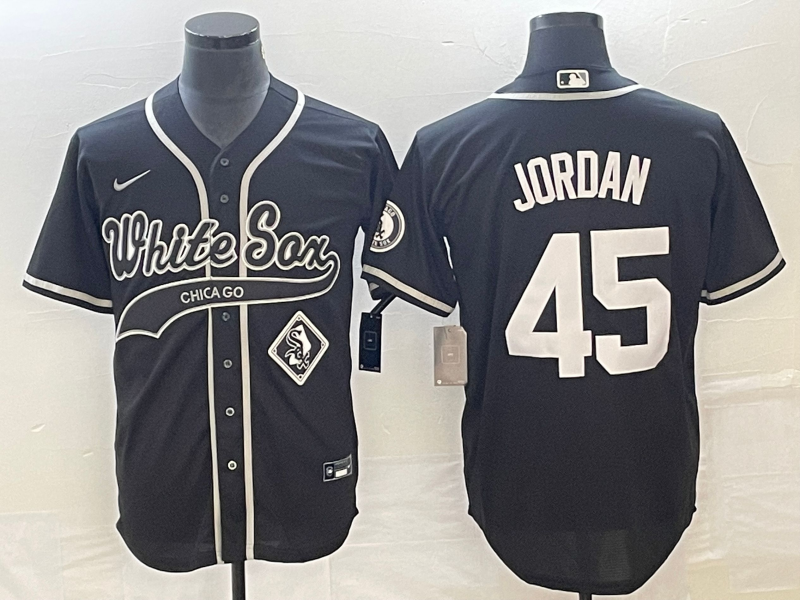 Men's Chicago White Sox #45 Michael Jordan Black Cool Base Stitched Baseball Jersey1