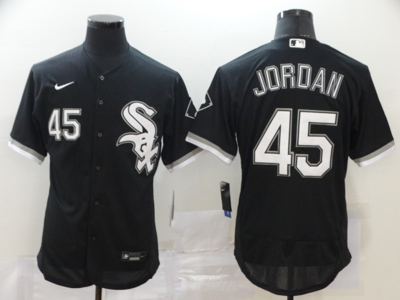 Men's Chicago White Sox #45 Michael Jordan Black Stitched MLB Flex Base Nike Jersey