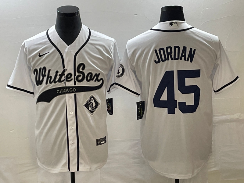 Men's Chicago White Sox #45 Michael Jordan White Cool Base Stitched Baseball Jersey