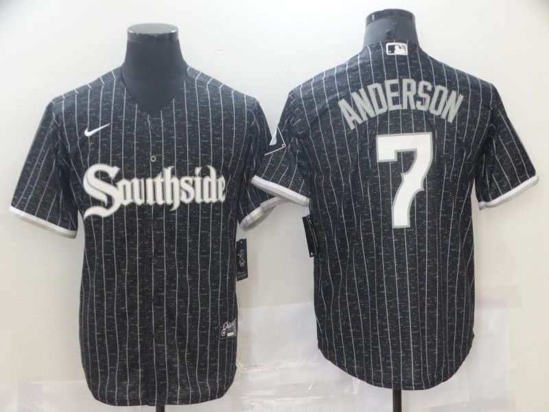 Men's Chicago White Sox #7 Tim Anderson Black 2021 City Connect Stitched MLB Cool Base Nike Jersey
