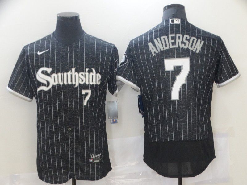 Men's Chicago White Sox #7 Tim Anderson Black 2021 City Connect Stitched MLB Flex Base Nike Jersey