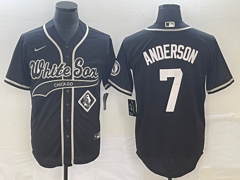 Men's Chicago White Sox #7 Tim Anderson Black Cool Base Stitched Baseball Jersey
