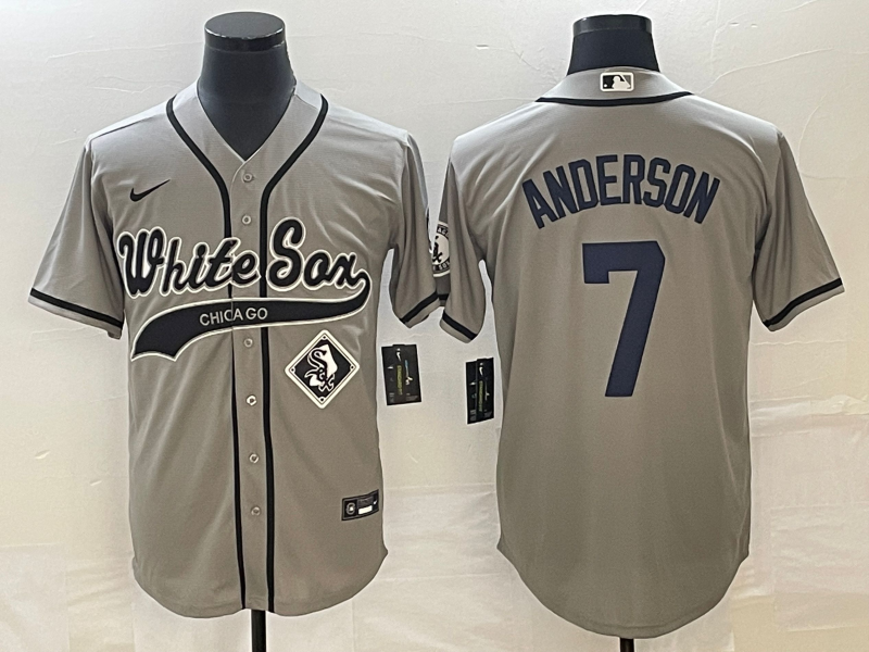 Men's Chicago White Sox #7 Tim Anderson Grey Cool Base Stitched Baseball Jersey1