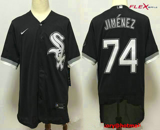 Men's Chicago White Sox #74 Eloy Jiménez Black Stitched MLB Flex Base Nike Jersey