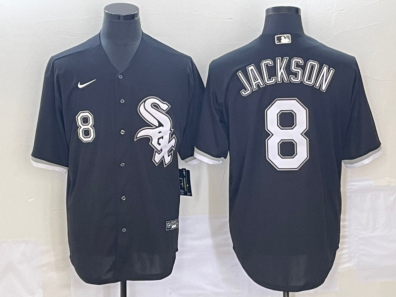 Men's Chicago White Sox #8 Bo Jackson Number Black Cool Base Stitched Jersey