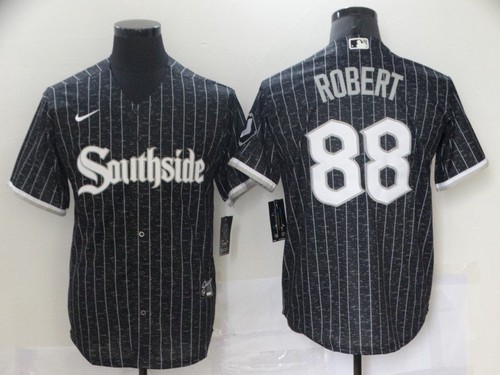 Men's Chicago White Sox #88 Luis Robert Black 2021 City Connect Stitched MLB Cool Base Nike Jersey
