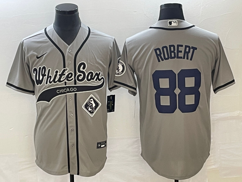 Men's Chicago White Sox #88 Luis Robert Grey Cool Base Stitched Baseball Jersey1