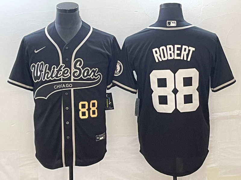 Men's Chicago White Sox #88 Luis Robert Number Black Cool Base Stitched Baseball Jersey