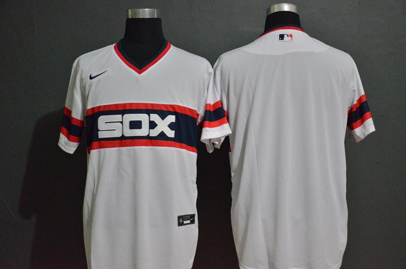 Men's Chicago White Sox Blank White Pullover Mitchell & Ness Throwback Stitched MLB Nike Jersey
