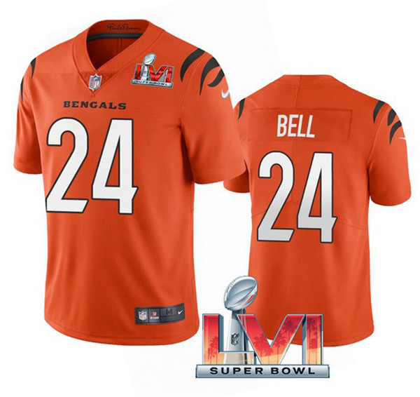 Men's Cincinnati Bengals #24 Vonn Bell 2022 Orange Super Bowl LVI Vapor Limited Stitched Jersey