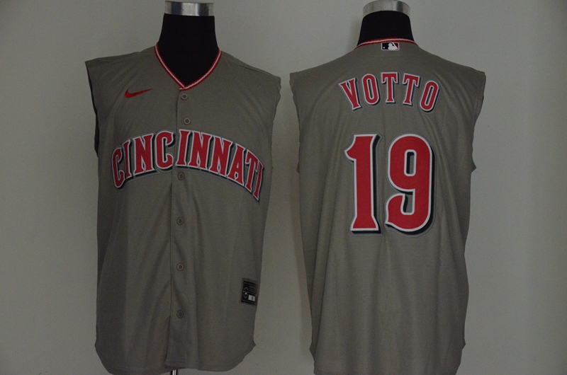 Men's Cincinnati Reds #19 Joey Votto Gray 2020 Cool and Refreshing Sleeveless Fan Stitched MLB Nike Jersey