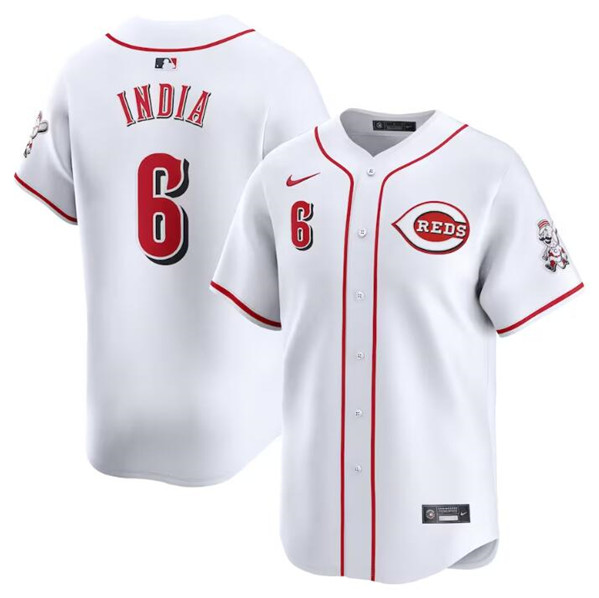 Men's Cincinnati Reds #6 Jonathan India White Home Limited Baseball Stitched Jersey