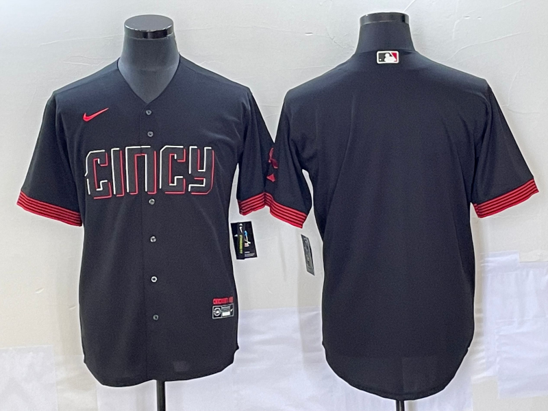 Men's Cincinnati Reds Blank Black 2023 City Connect Cool Base Stitched Jersey