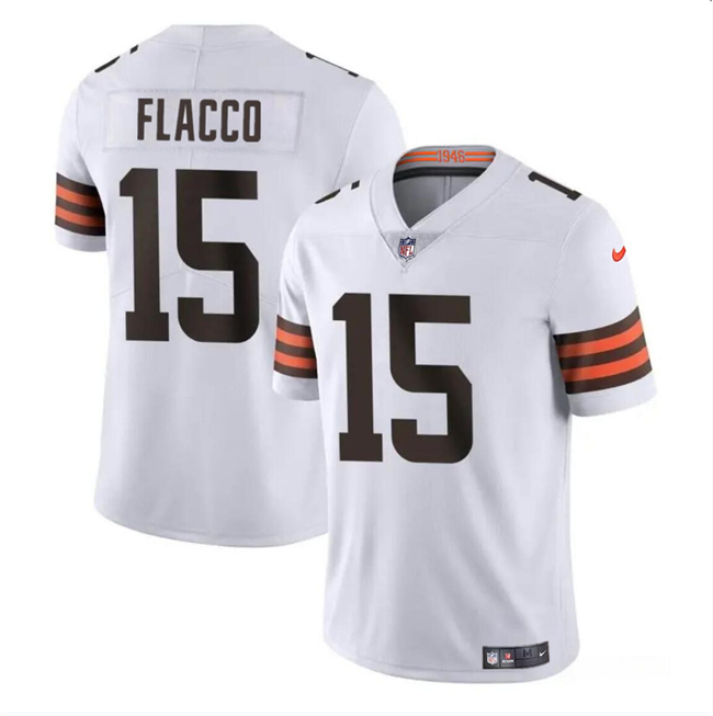 Men's Cleveland Browns #15 Joe Flacco White Vapor Untouchable Limited Stitched Jersey