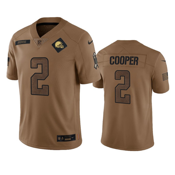 Men's Cleveland Browns #2 Amari Cooper 2023 Brown Salute To Service Limited Football Stitched Jersey