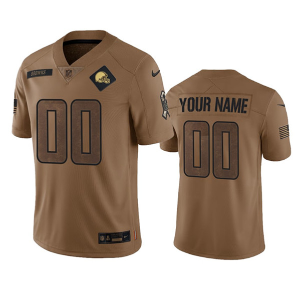 Men's Cleveland Browns Active Player Custom 2023 Brown Salute To Service Limited Football Stitched Jersey