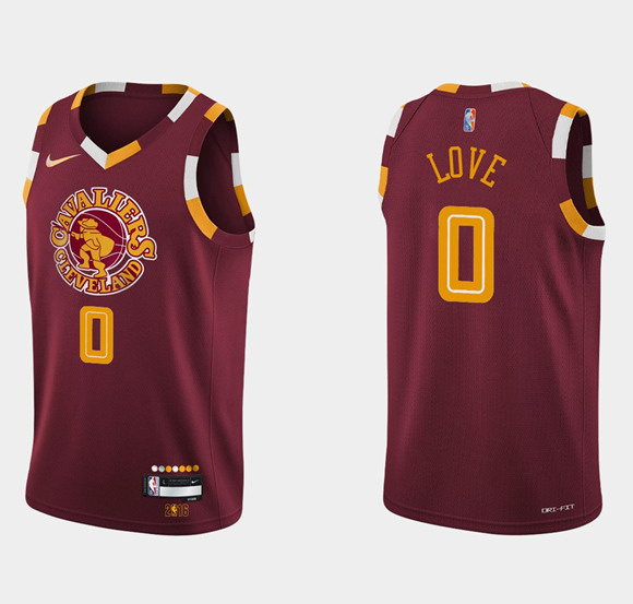 Men's Cleveland Cavaliers #0 Kevin Love Wine Red 2021 2022 75th Anniversary City Edition Swingman Stitched Jersey