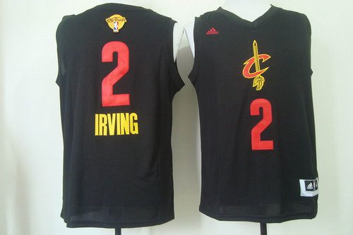 Men's Cleveland Cavaliers #2 Kyrie Irving 2015 The Finals 2015 Black With Red Fashion Jersey