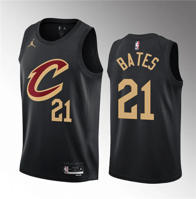 Men's Cleveland Cavaliers #21 Emoni Bates Black 2023 Draft Statement Edition Stitched Jersey