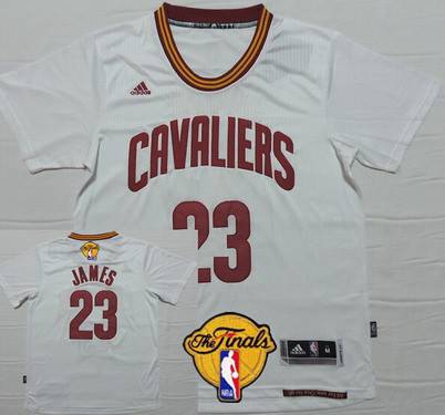 Men's Cleveland Cavaliers #23 LeBron James Revolution 2015 The Finals New White Short-Sleeved Jersey