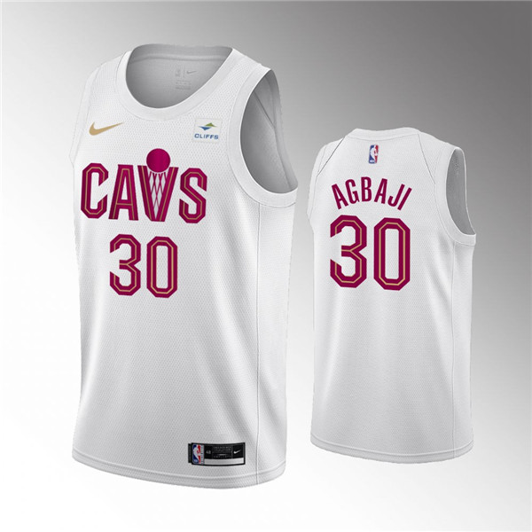 Men's Cleveland Cavaliers #30 Ochai Agbaji White Association Edition Stitched Basketball Jersey