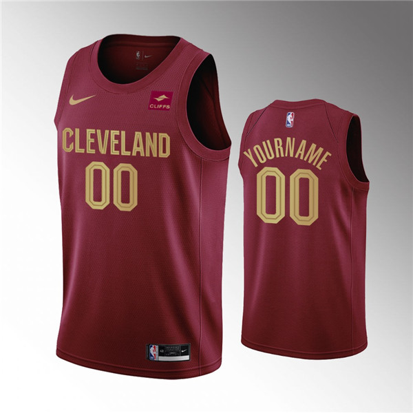 Men's Cleveland Cavaliers Active Player Custom Wine Icon Edition Stitched Basketball Jersey