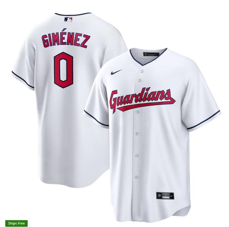Men's Cleveland Guardians #0 Andrés Giménez Nike White Home Andres gimenez Replica Player Jersey